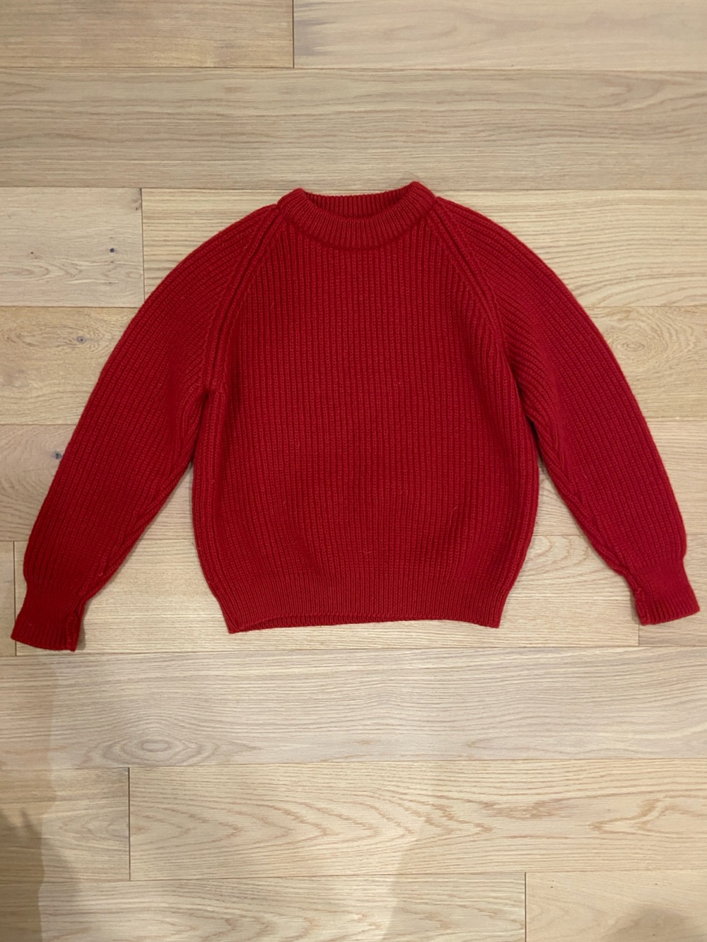 Vintage Islander Medium Red Wool Cable Knit Sweater Made in Canada Fisherman